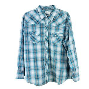 Wrangler Pearl Snap Western Shirt Men's XXL Blue Plaid